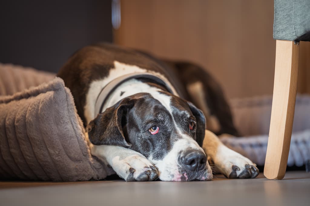 Hund entspannt im hundefreundlichen Café LIVA am Mozartplatz in St. Gilgen